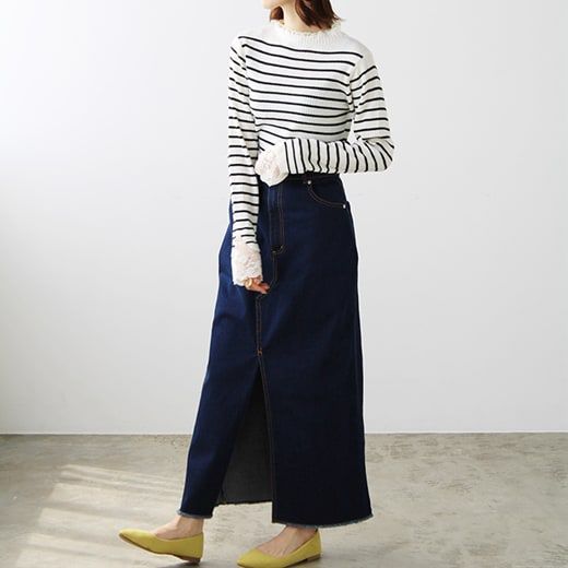 日本 BELLUNA - 優雅蕾絲拼接羅紋針織上衣-沙杏