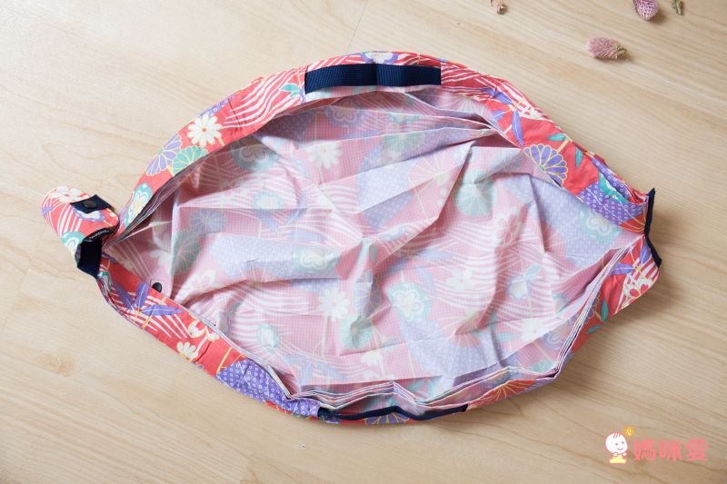 日本 MARNA - Shupatto 秒收摺疊購物袋-和風特別款-折扇 (M(30x35cm))-耐重5kg / 14.5L