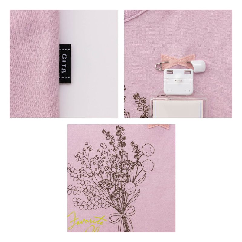 日本千趣會 - 純棉糖果袖印花長T-花束-粉