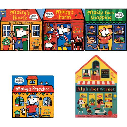 禮筑外文書店 - 幼兒家家酒套組（共5書）-Maisy遊戲書4本+Alphabet Street 商店街字母書