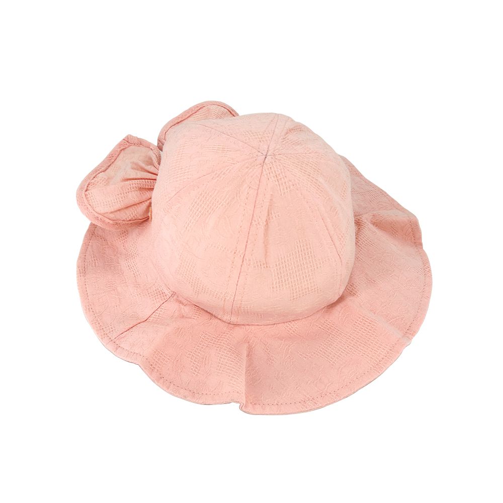 寶寶防曬帽 蝴蝶結素色公主帽 童帽-粉色 (頭圍40公分內適用)
