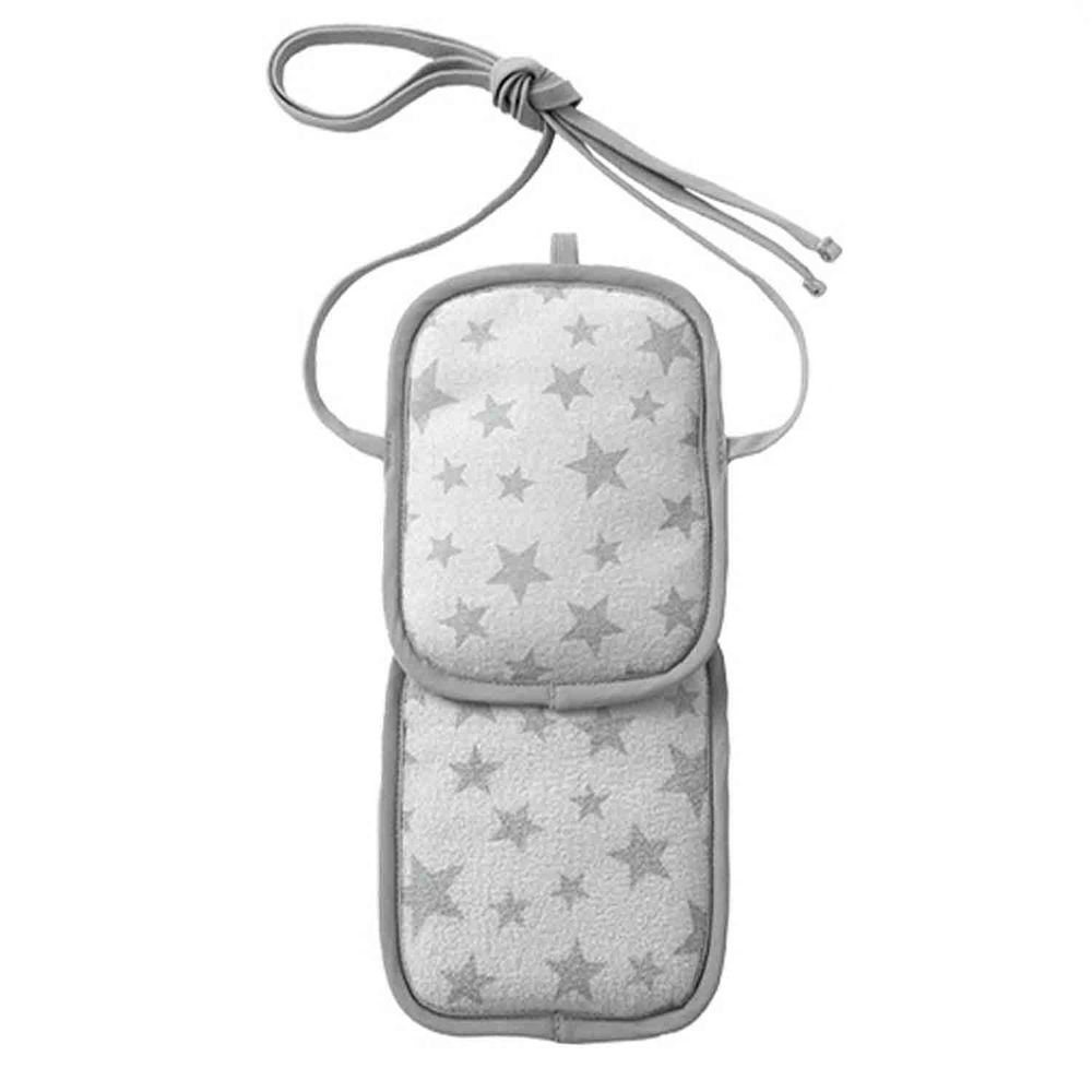 日本代購 - 背巾/推車兩用墊(附保溫保冷劑)-灰色星星-兩截釦式 (12x28cm)