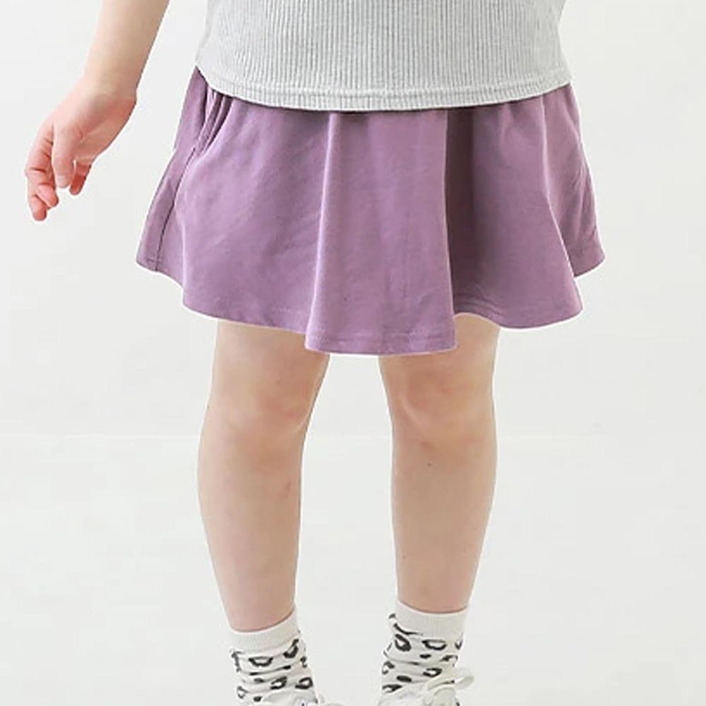 日本 devirock - 活力百搭素色口袋短裙-粉紫