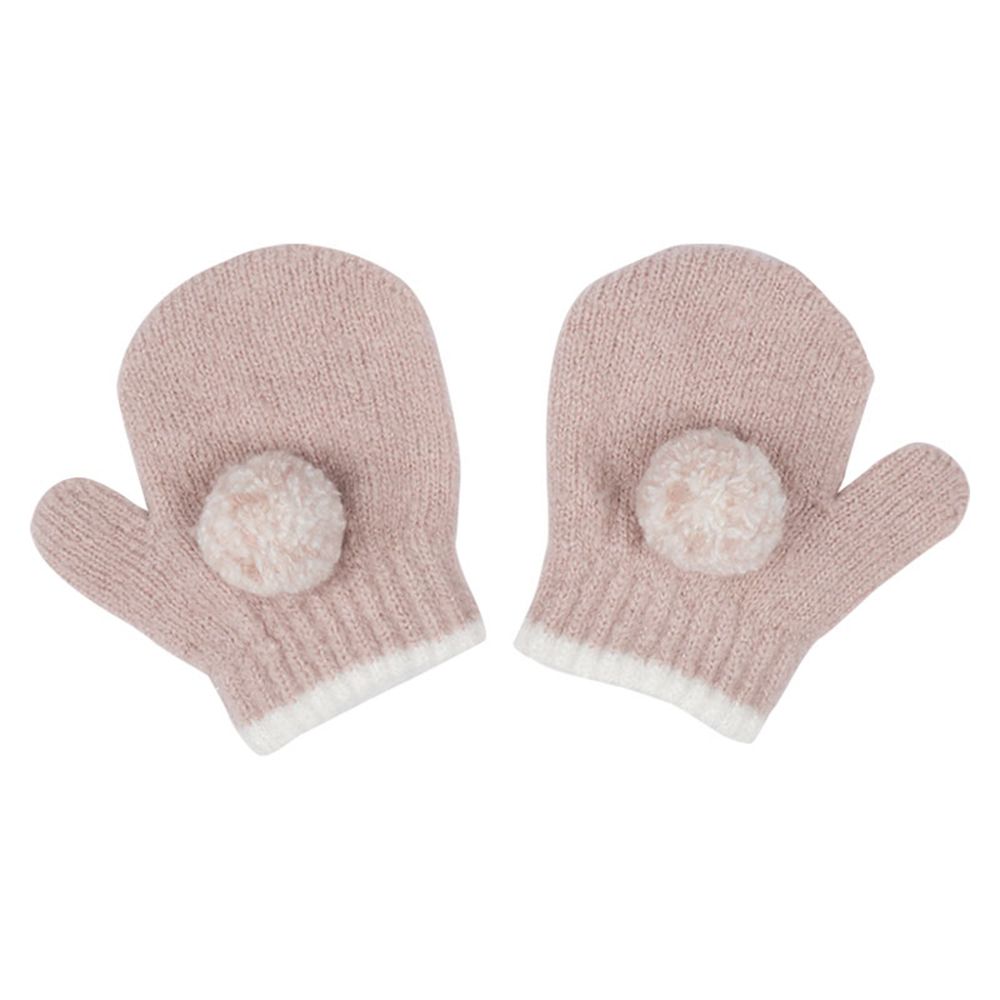 手套-毛球-粉紅色