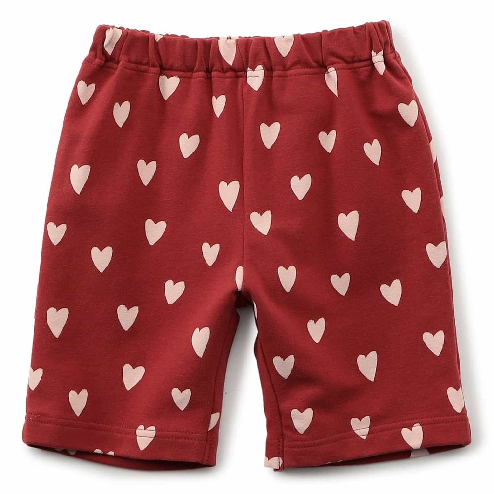 DAISUKI 可愛印花短褲-小愛心-紅