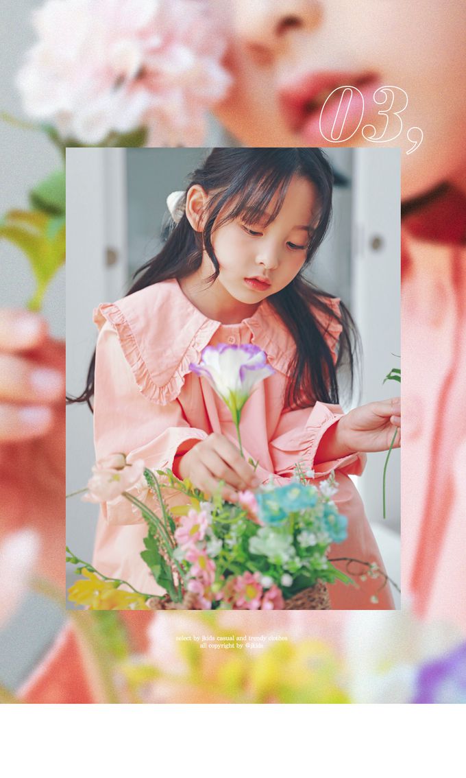 韓國 J KIDS - 優雅公主翻領連身長袖洋裝-蜜桃粉