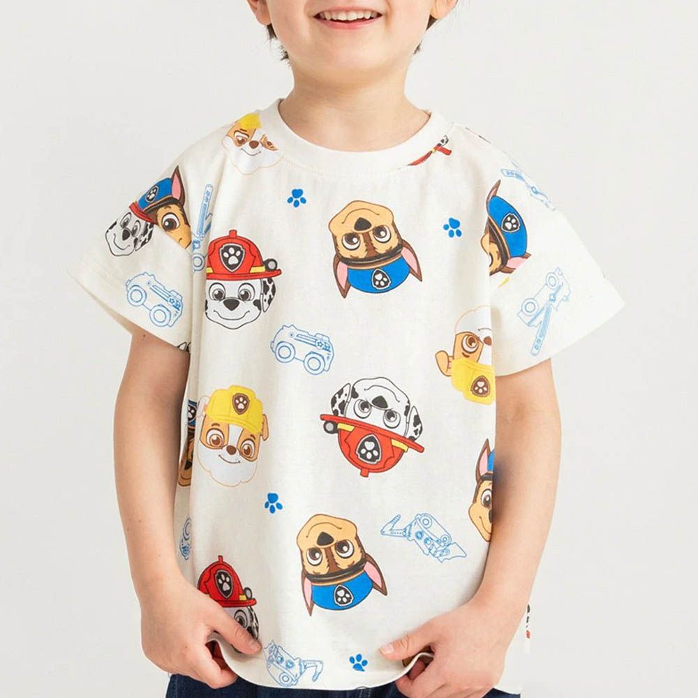 限定聯名短袖上衣-卡通人物汪汪隊-白