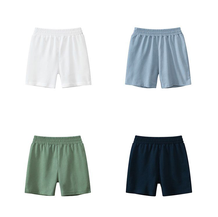 純棉腰鬆緊休閒五分褲-軍綠色