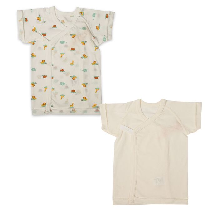 akachan honpo - 新生兒內衣4件組-象牙白色 (肚衣:50cm蝴蝶裝:50~60cm)