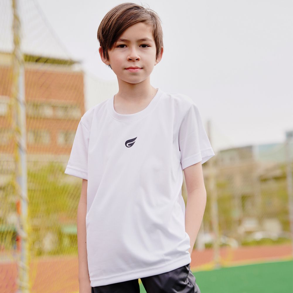兒童盾形速乾排汗衣-短袖款-白色