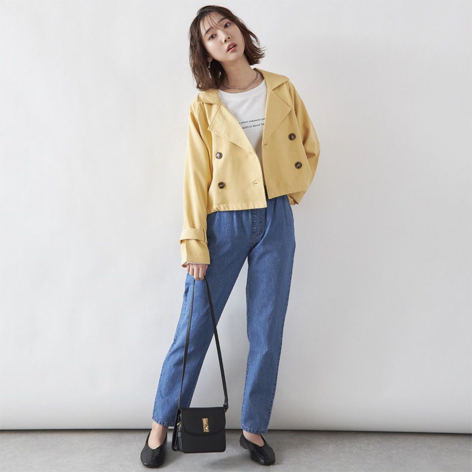 日本 Rejoule - 短版雙排釦風衣造型外套-杏 (M(Free size))