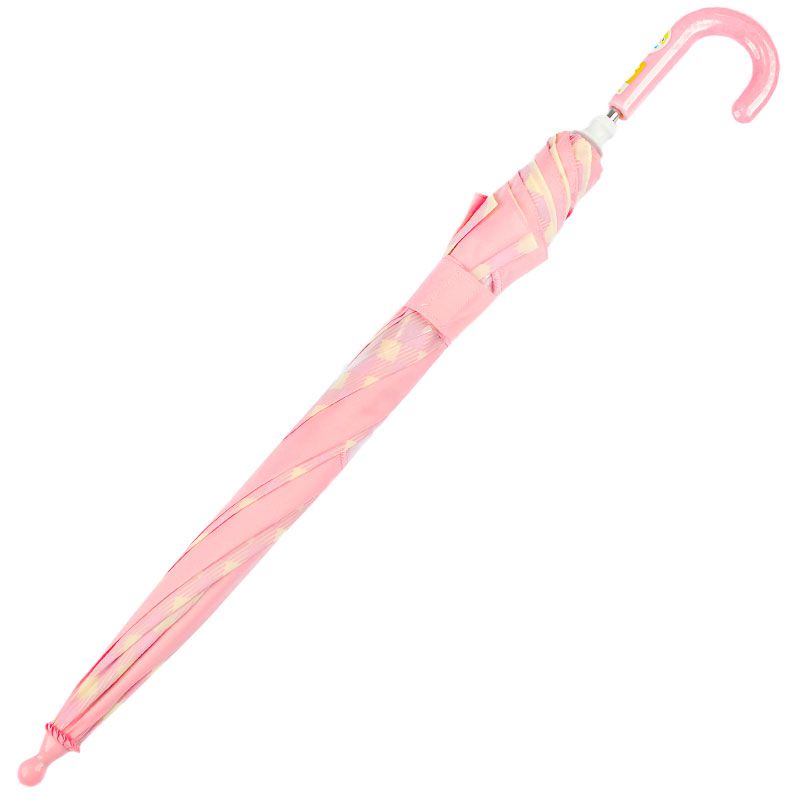 akachan honpo - 雨傘 圓弧狀傘珠-素面×格紋-粉紅色