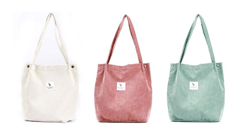 韓版 - 帆布包(有暗袋)-玫瑰粉