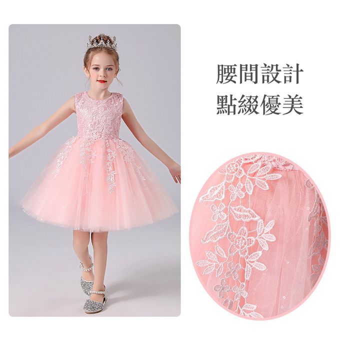 蕾絲落花紗裙小禮服-淺藍色