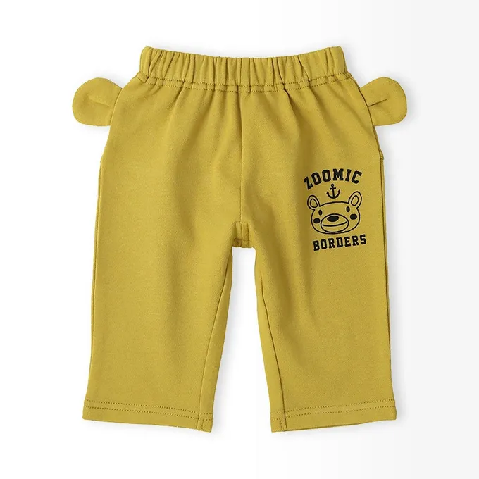 日本 ZOOLAND - 可愛熊耳朵裏毛七分褲-貓熊-海軍藍