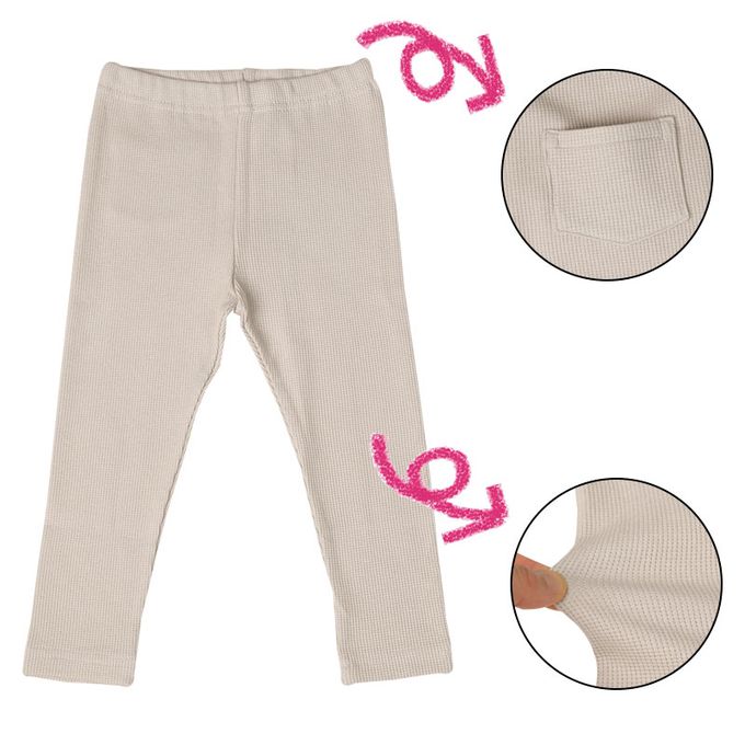 akachan honpo - 10分內搭褲-華夫格-灰色