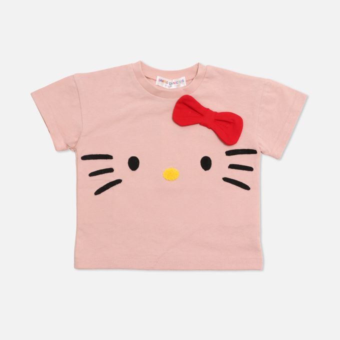 日本 Chil2 - 聯名款 100%純棉短袖上衣-卡通人物凱蒂貓(亮片款)-白