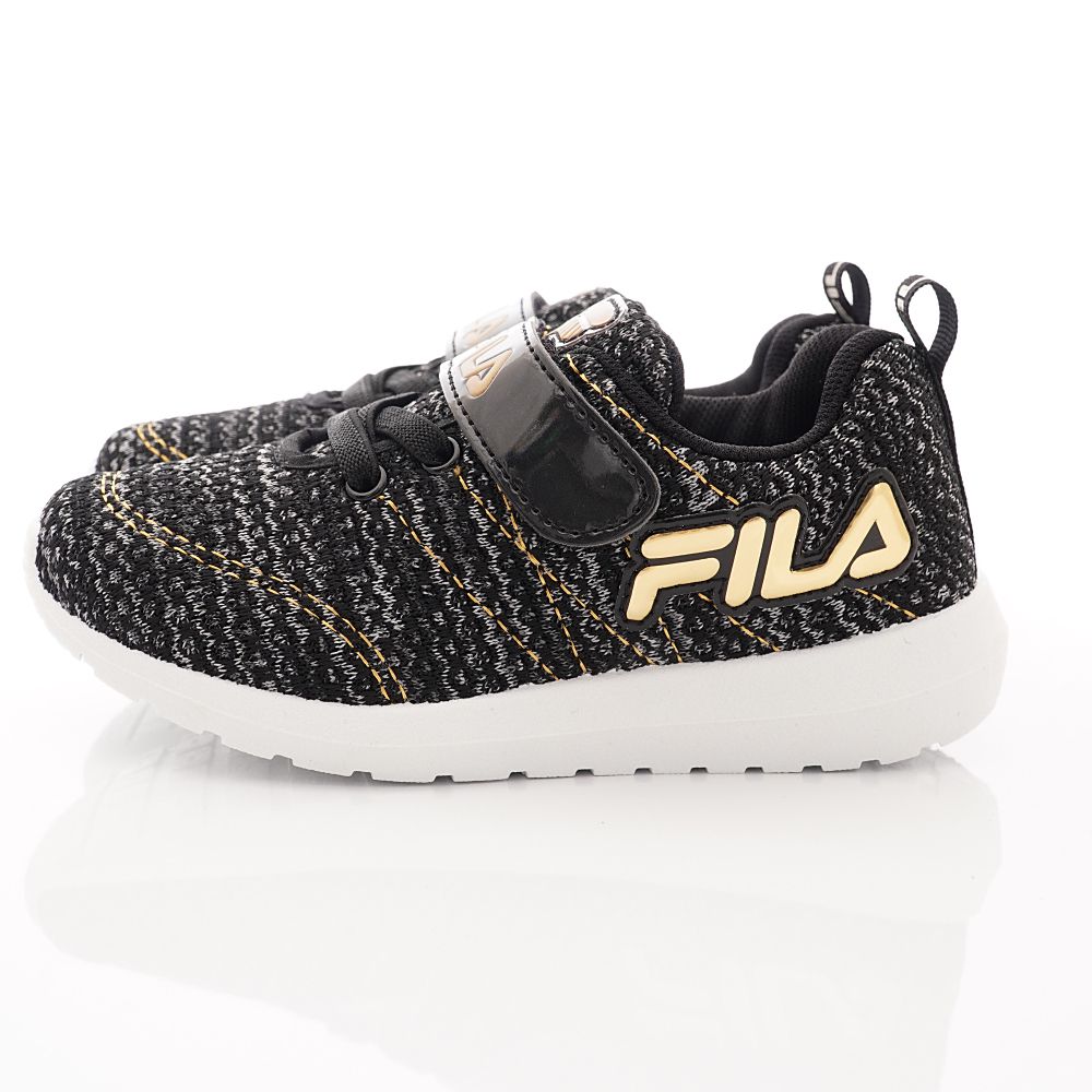FILA - 運動童鞋-針織簡約慢跑鞋款(中大童段)-黑金