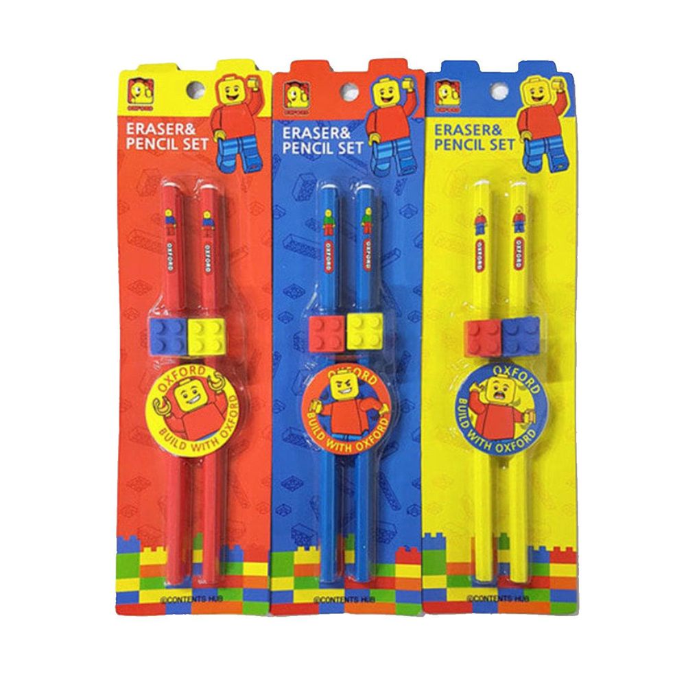 OXFORD - OXFORD 積木人鉛筆造型玩具3色組-紅色*1+藍色*1+黃色*1