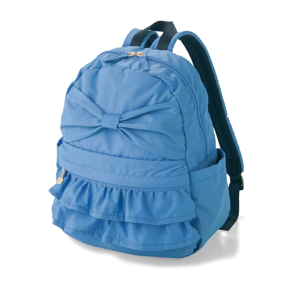 日本千趣會 - 大容量輕量蝴蝶結荷葉後背包/書包-水藍