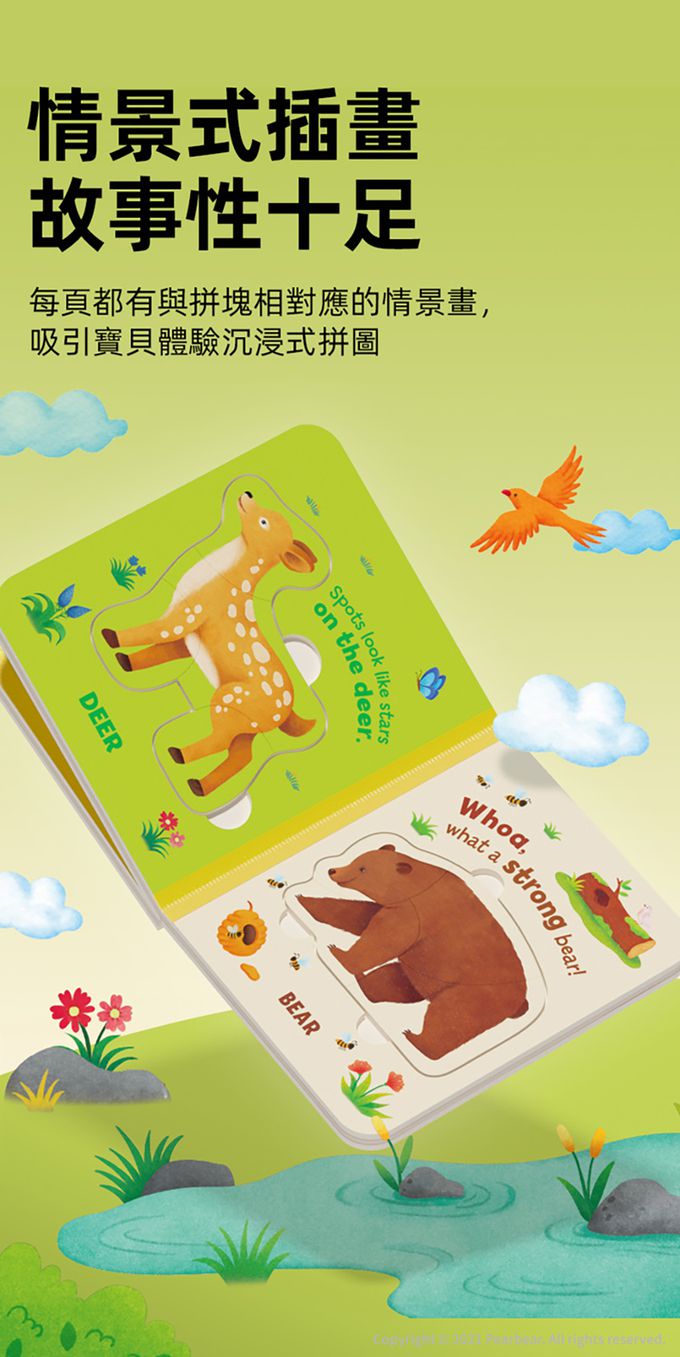 MiDeer - 進階木質魔鬼氈拼圖書-野生動物