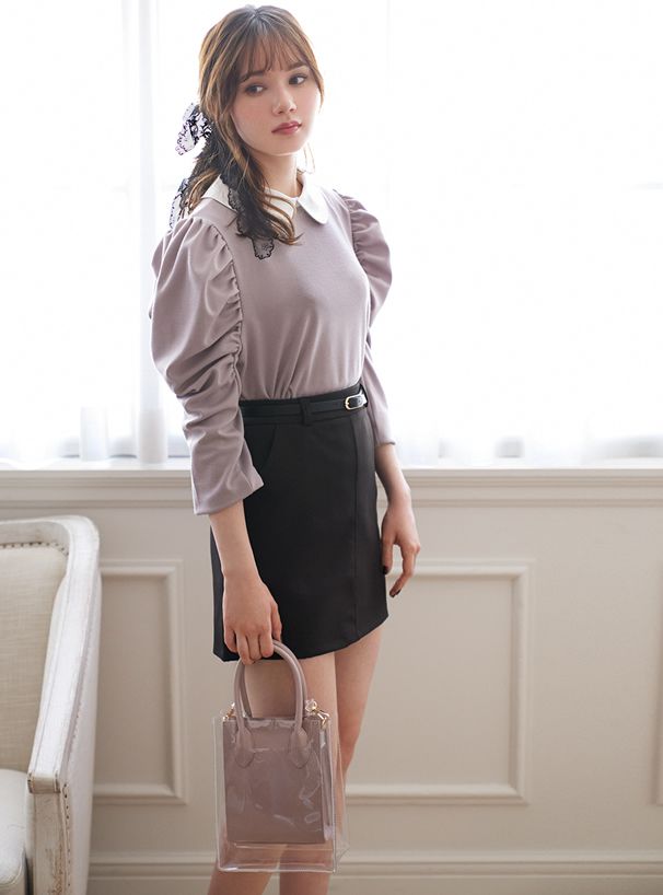 日本 GRL - 夏日定番透明子母手提包/側背包-灰粉棕