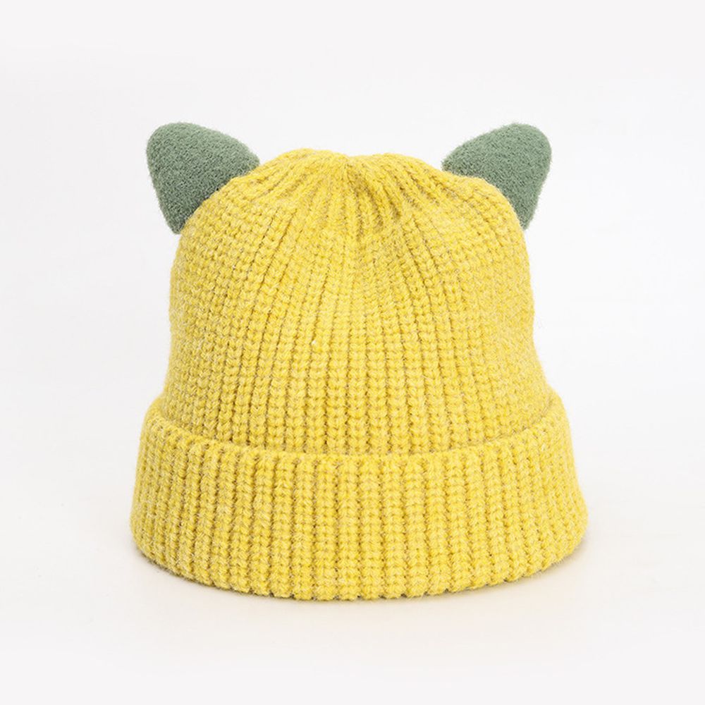 糖果貓耳針織帽-黃色 (44-48CM（24M）)