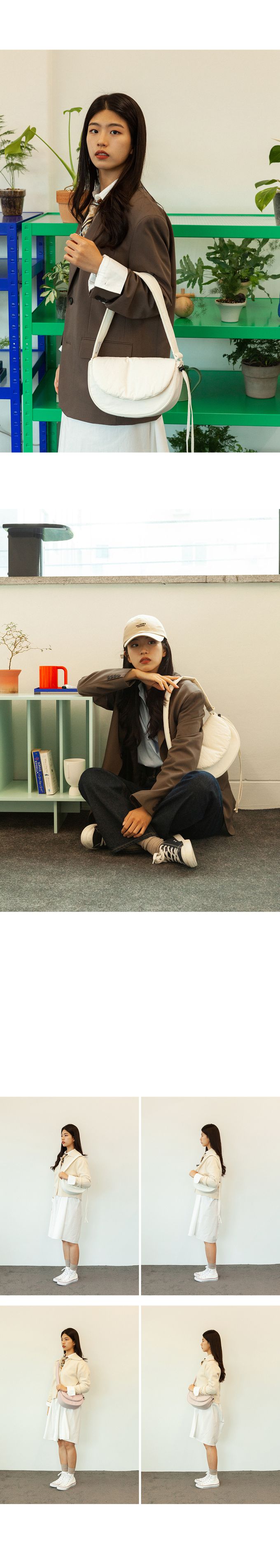 韓國 ithinkso - 雲朵掀蓋弧形肩背/斜背包-霧灰粉 (26.5X10X16CM)