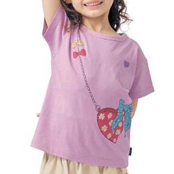 日本千趣會 - GITA 純棉印花短袖上衣-愛心包包-薰衣草