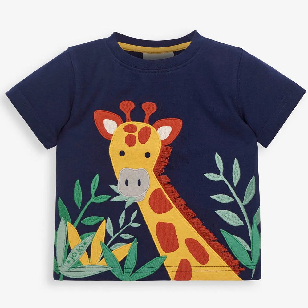 英國 JoJo Maman BeBe - 超優質嬰幼兒/兒童100％純棉短袖上衣/T-shirt/動物T-長頸鹿