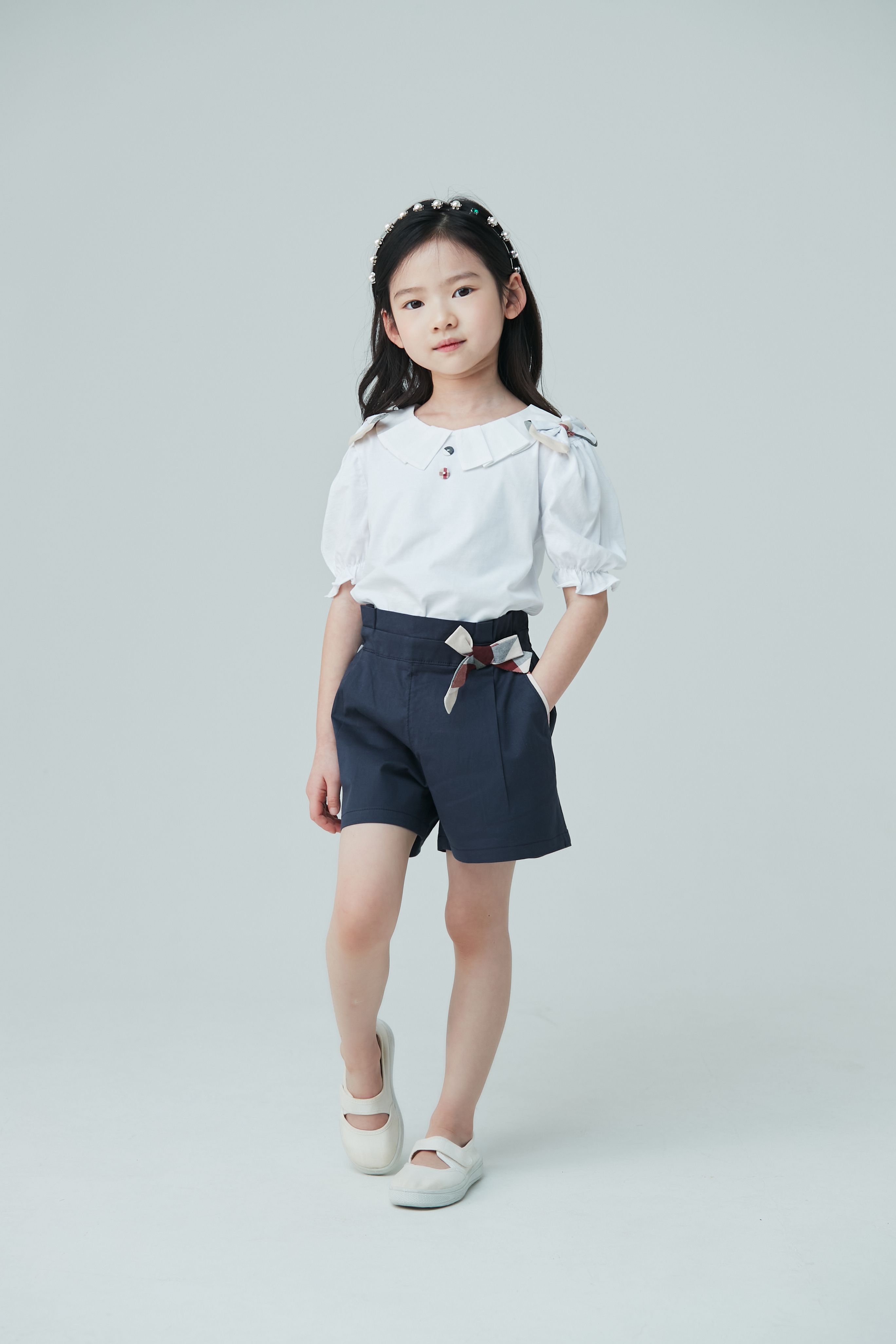 韓國 Coco Bang - 打褶領泡泡袖上衣-白