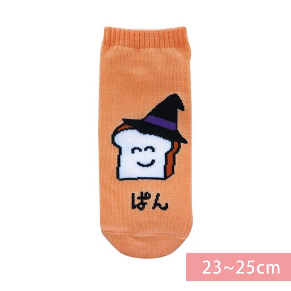 日本 OKUTANI - 童趣日文插畫短襪-吐司-橘 (23-25cm)