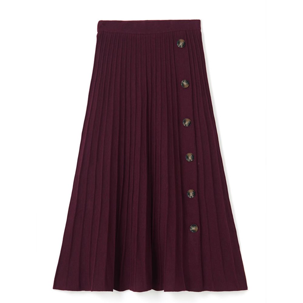 日本 GRL - 修身百褶排釦長裙-紫羅蘭