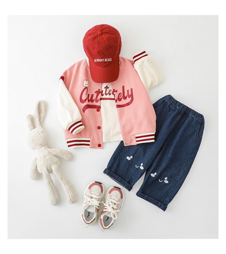 運動風棒球拼色外套-Cutely-粉色