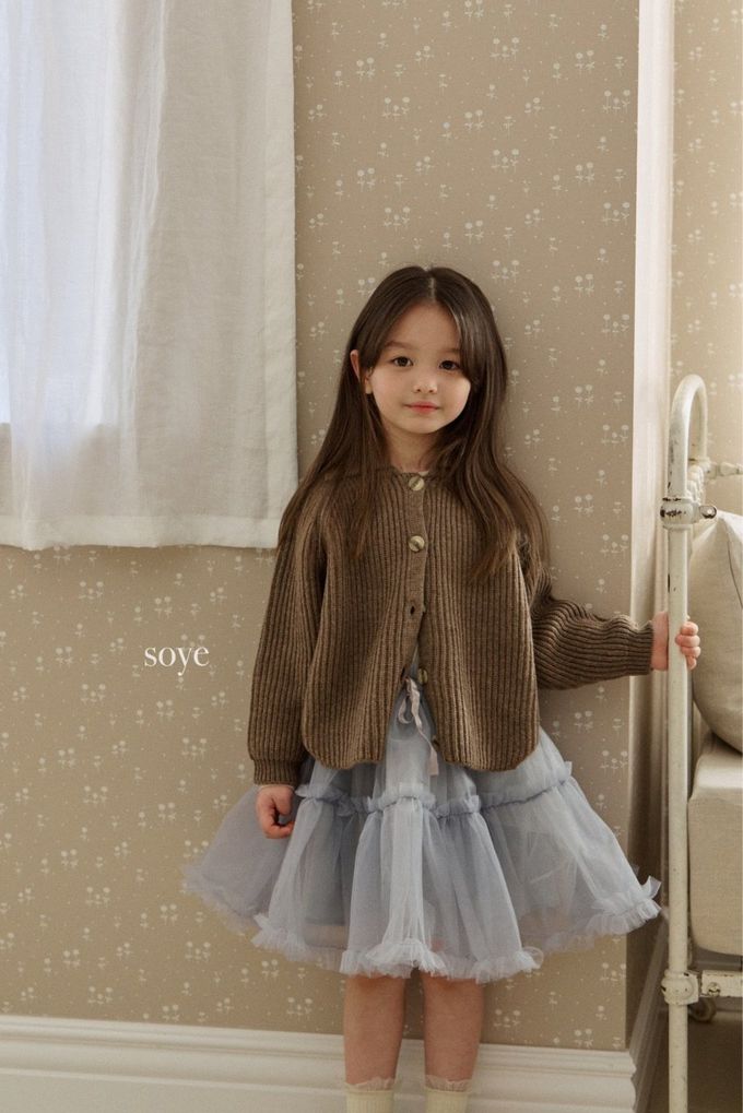 韓國 soye - 夢幻蕾絲層次拼接蓬蓬裙-灰藍