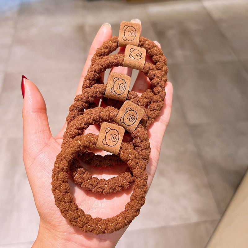 泰迪絨高彈力百搭髪圈(10入組)-熊熊-混色