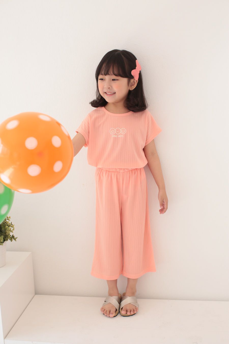 韓國 Dalla - 三個笑臉涼感套裝-粉橘