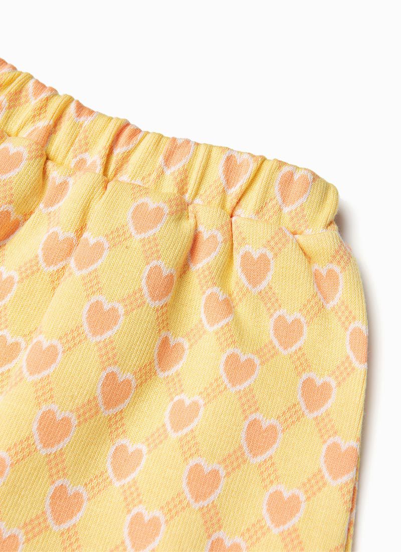 韓國 OZKIZ - 滿版粉愛心紋兩件式裙裝套裝-黃