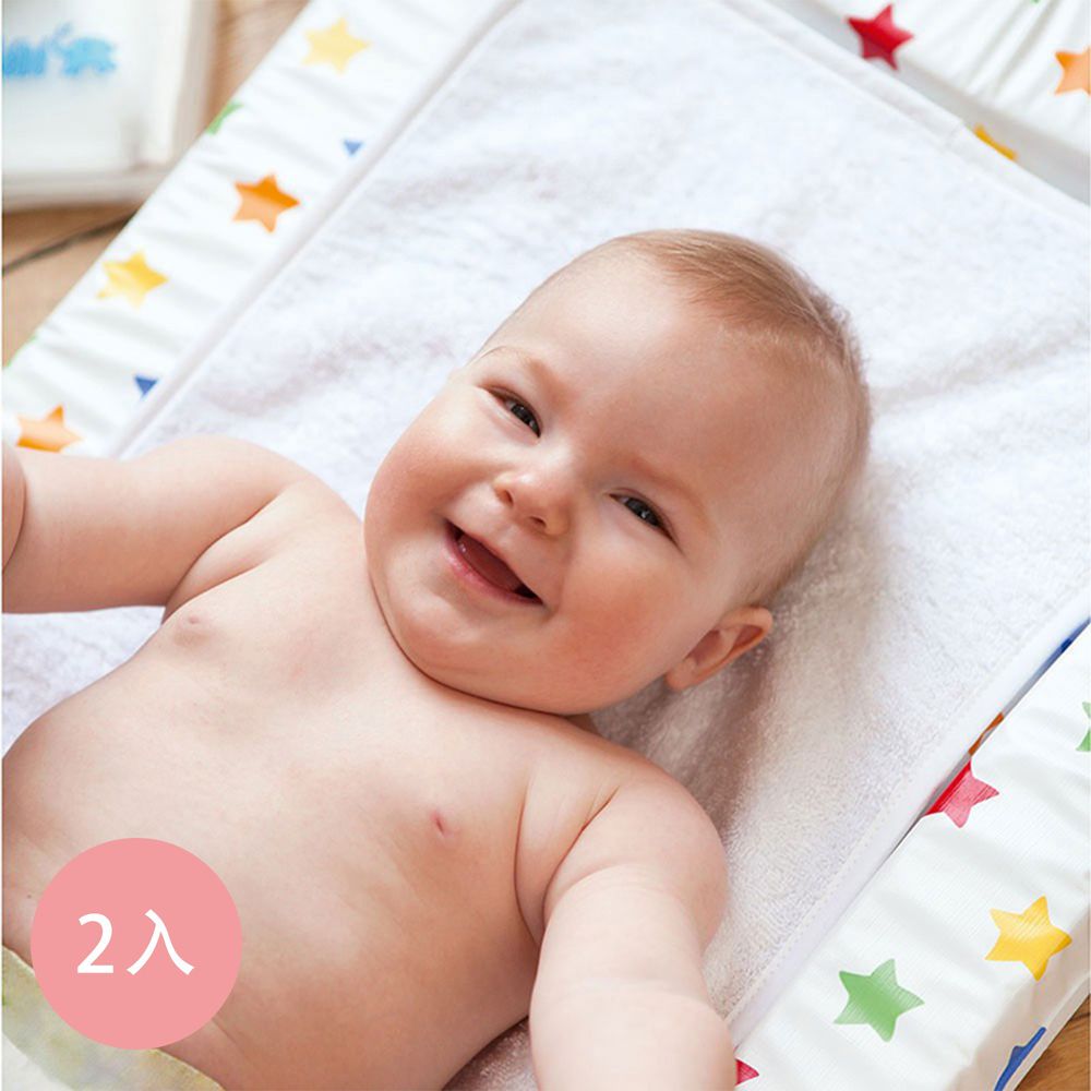 英國 JoJo Maman BeBe - 嬰幼兒尿布更換墊專用毛巾2入組-純白