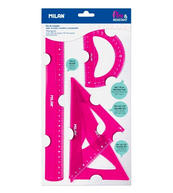 MILAN - 超Q彈防斷性學習量尺組合包-30CM(粉)