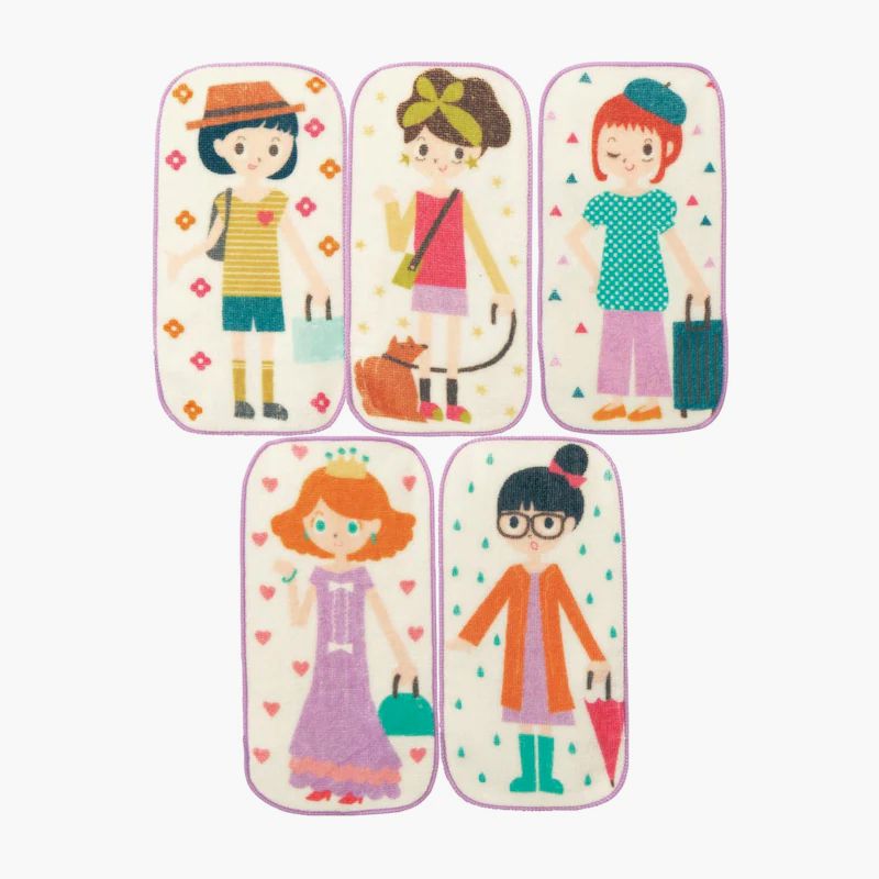 日本千趣會 - 北歐風長方形小手帕五件組-化妝品高跟鞋 (10x20cm)