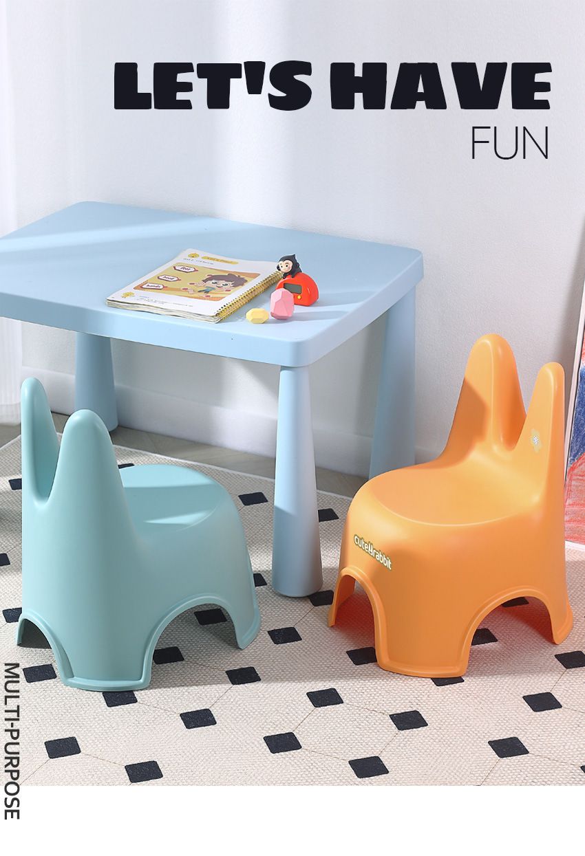 加厚塑膠防滑兒童矮凳-兔子耳朵-橘色