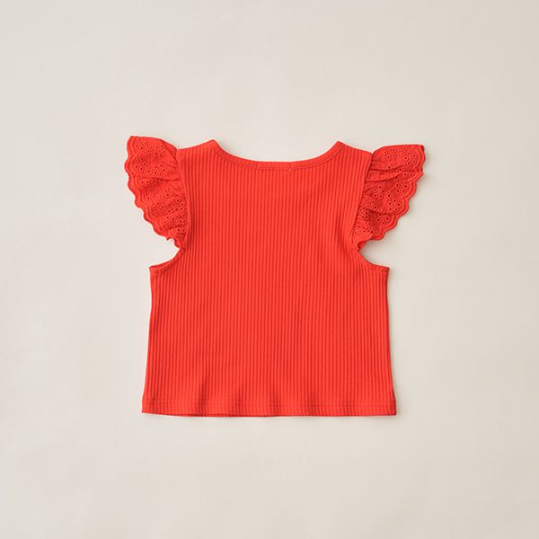 日本 Lycee mine - 羅紋俏皮蕾絲短袖上衣-黑