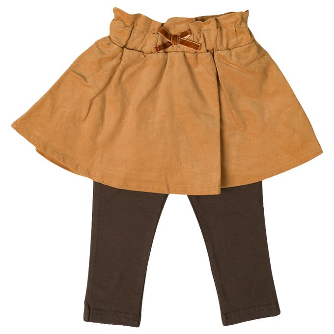 akachan honpo - 假兩件裙褲-超細燈芯絨-淺卡其色