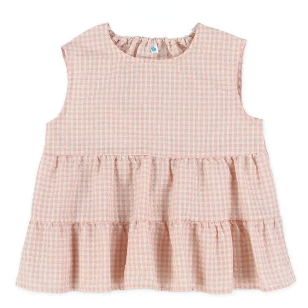 可愛波浪結層次背心上衣-粉紅