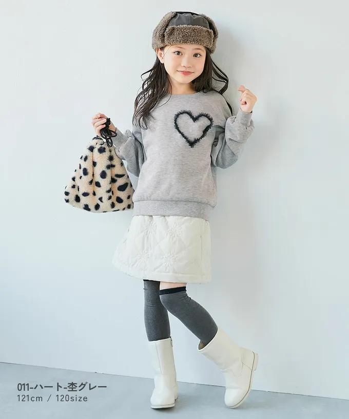 日本 devirock - 裏起毛蕾絲愛心長袖上衣-藍紫