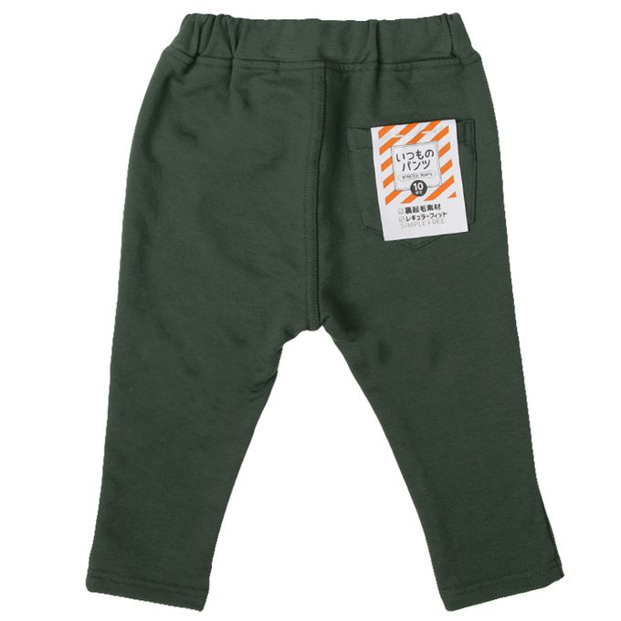 akachan honpo - 10分長經典褲 裏起毛-一般合身款-綠色