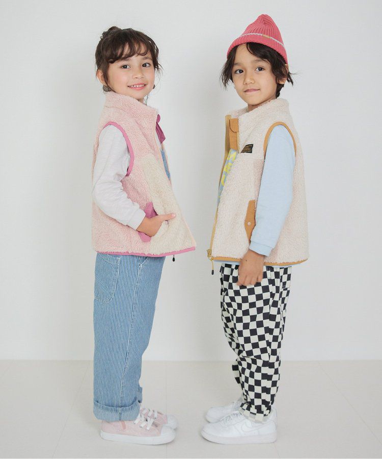 日本 BREEZE - 時尚絨毛花色搖粒絨背心-草綠