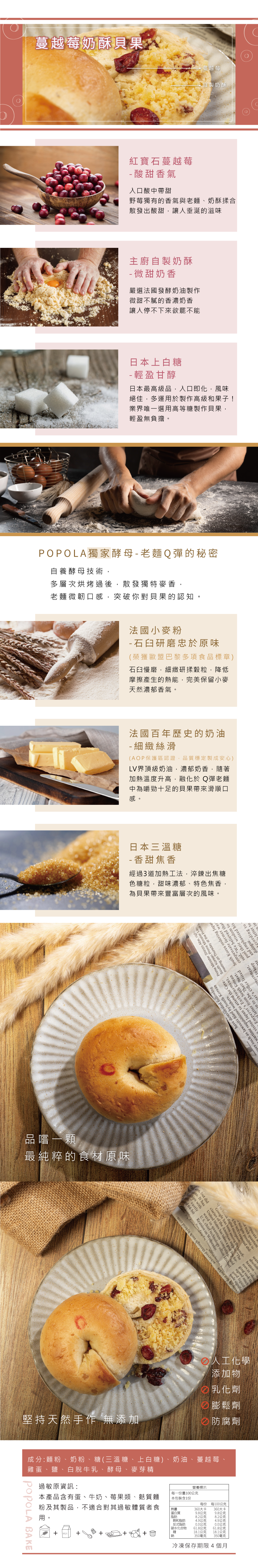 POPOLA - 蔓越莓奶酥貝果-100g