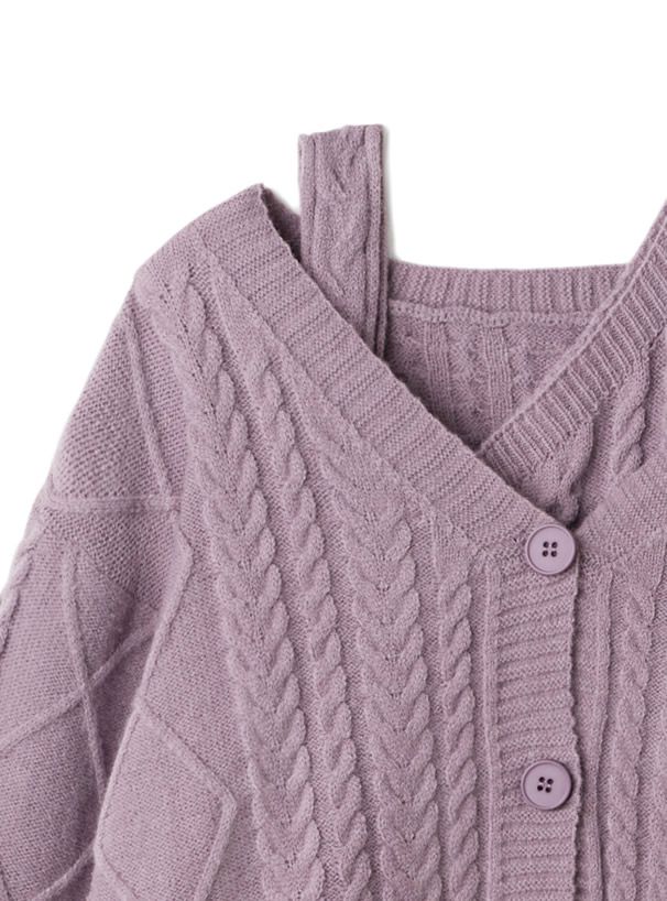 日本 GRL - 不對稱剪裁針織背心+短版外套兩件組-紫